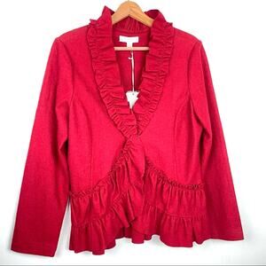 Boo Radley | Red Wool Ruffled Jacket Medium New